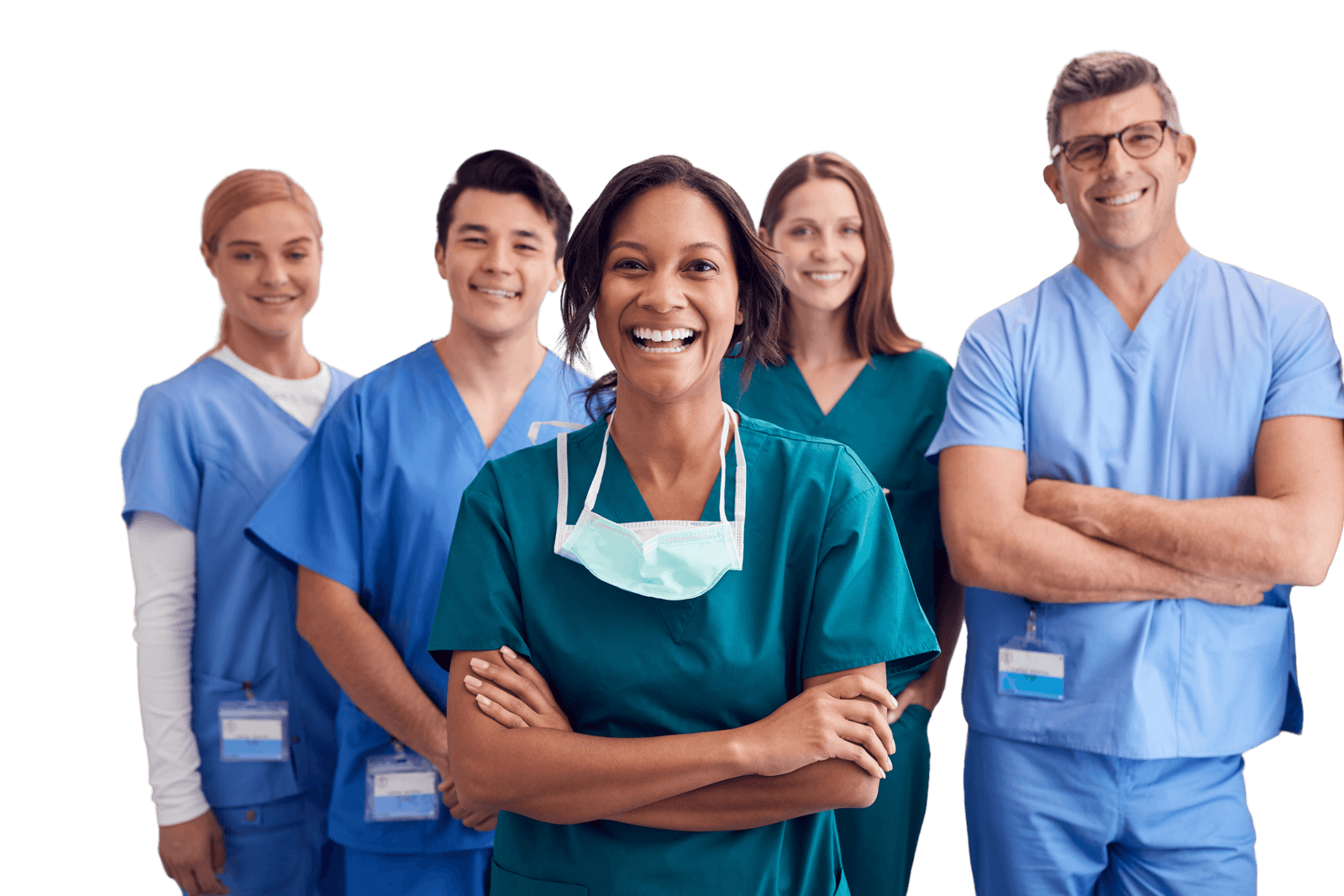 infirmiers, infirmières et aides-soignants contents de travailler avec Carewell